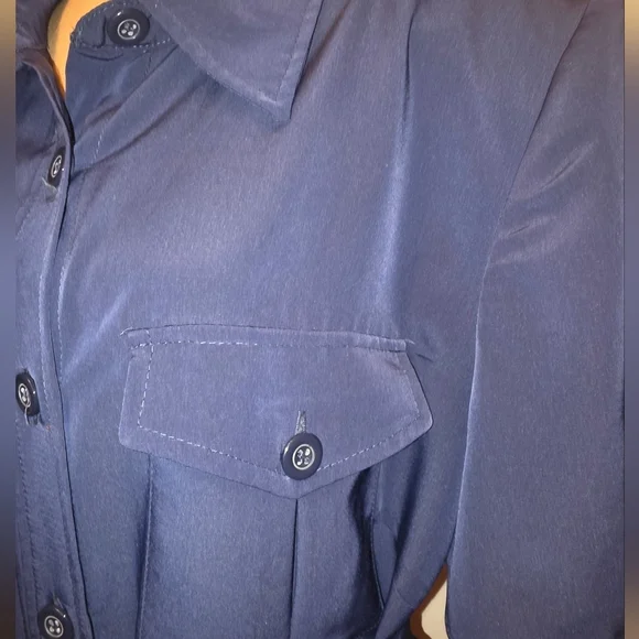 Navy Blue Belted Shirt Dress - Picture 6 of 12